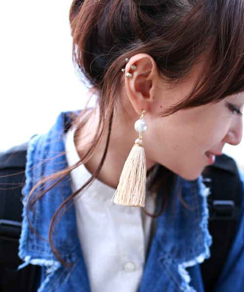 パールタッセルピアス