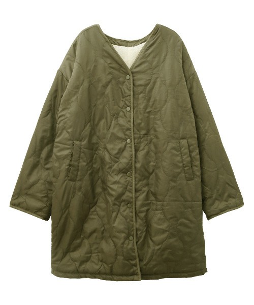 ボアインナー・キルティング中綿ロングジャケット