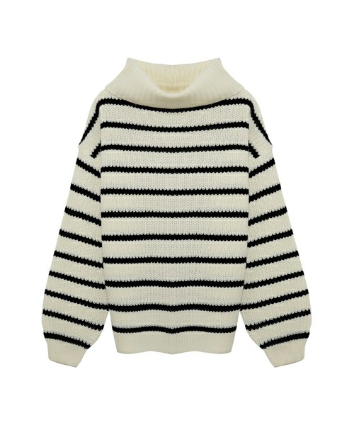 ざっくりルーズタートルネックニットトップス