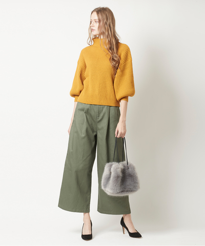 ボトルネックリブニットプルオーバー