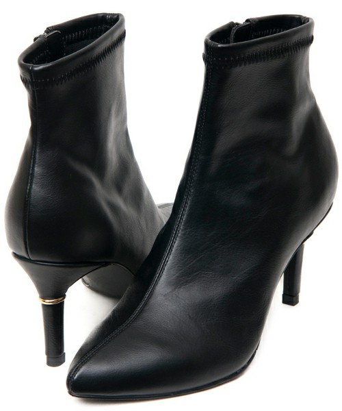 リングヒールストレッチショートブーツ