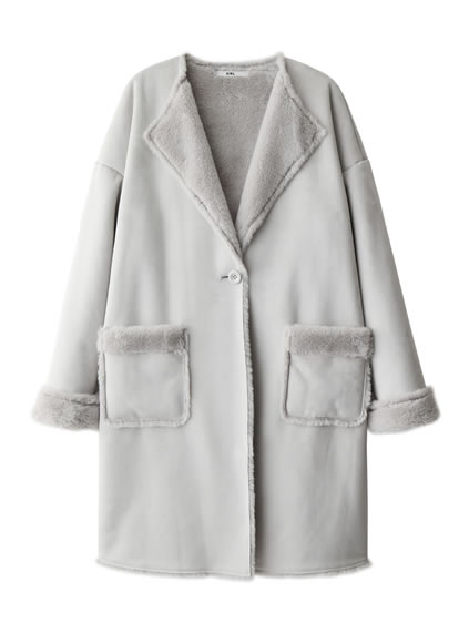 ノーカラーフェイクムートンコート