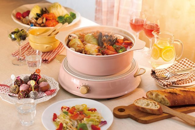 アイリスオーヤマ IHクッキングヒーター 鍋セット ricopa 1400W アッシュピンク IHLP-R14-PA