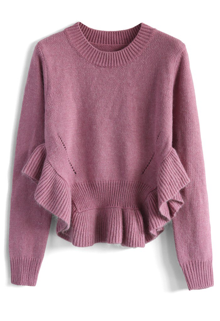 裾フリルセーター