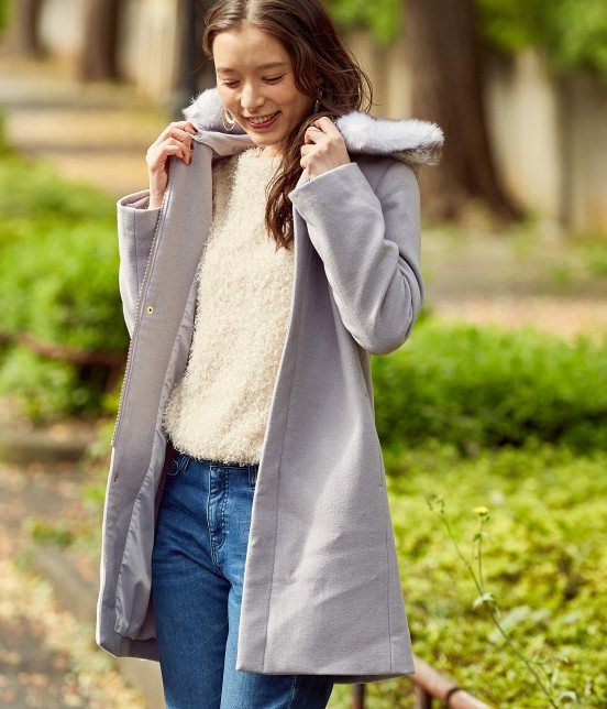 マルチWAYウール混フードロングコート