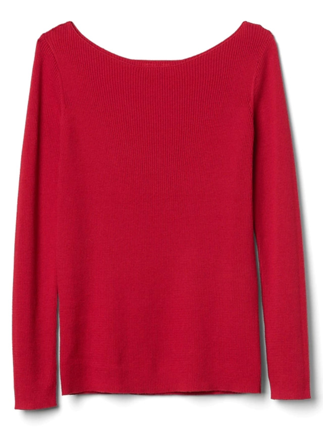 ボートネックリブセーター