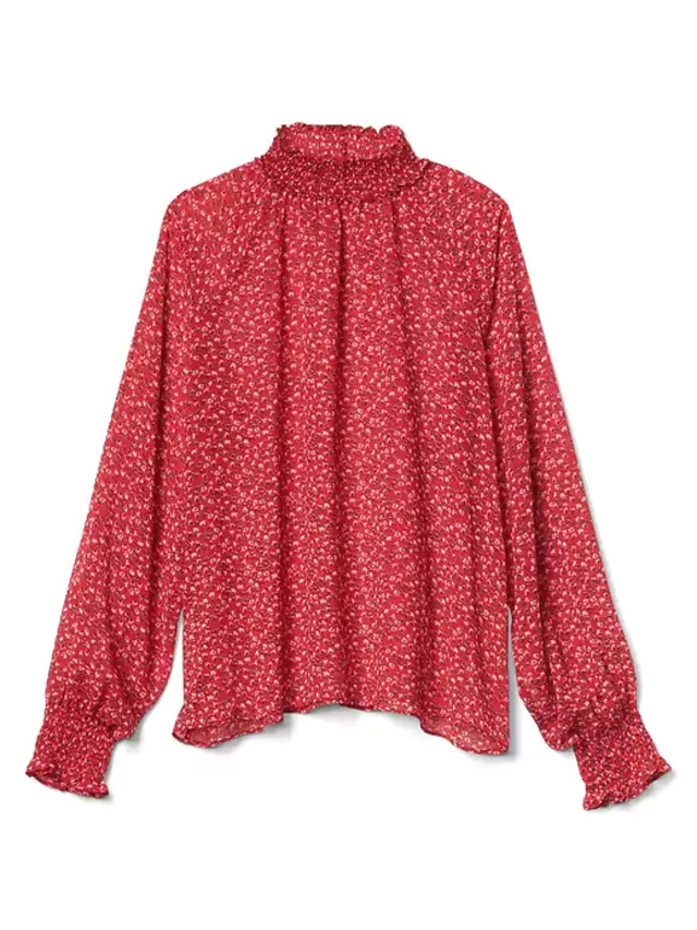 プリント モックネック トップス