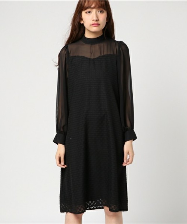 ドット柄シースルーワンピース2645