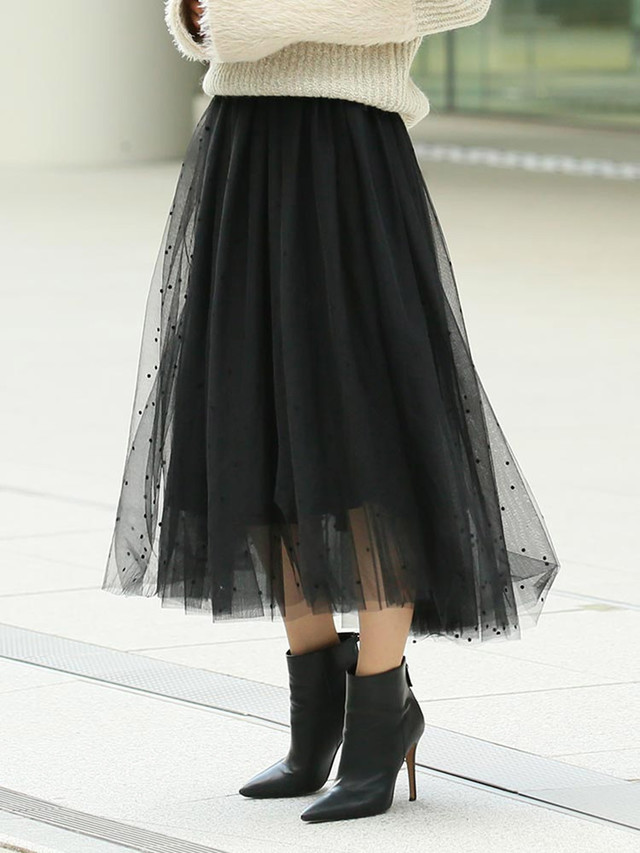 ドットチュールスカート