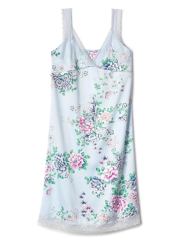 サテンレースドレス