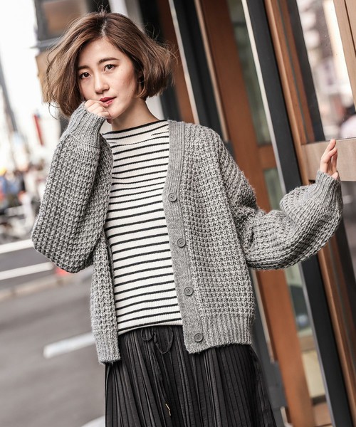 ワッフルボリュームカーディガン