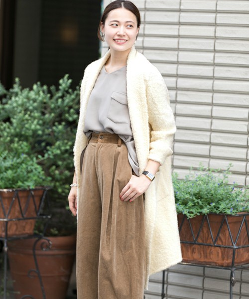 ブークレニットガウンカーディガン