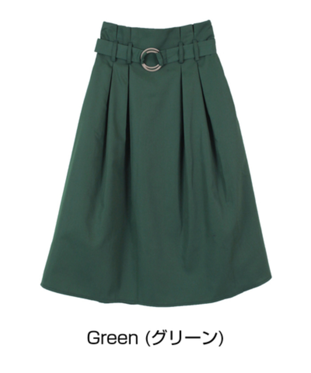 ハイウエストベルト付きフレアスカート