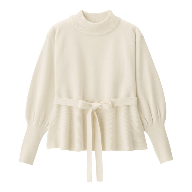 ウエストタイハイネックセーター（長袖）