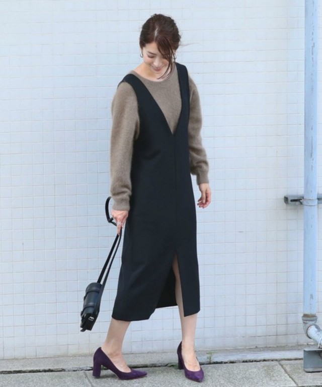 ダブルクロスミドルジャンパースカート