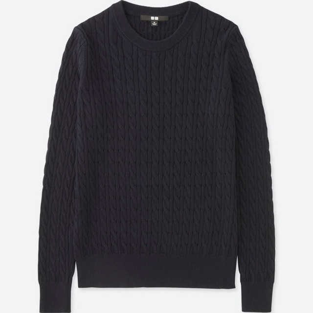 コットンカシミヤケーブルクルーネックセーター