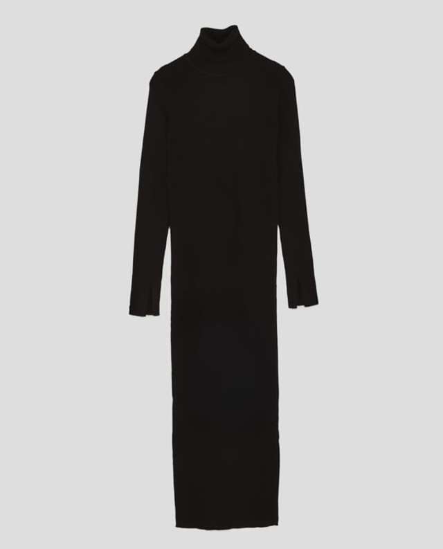 リブ編みロングワンピース