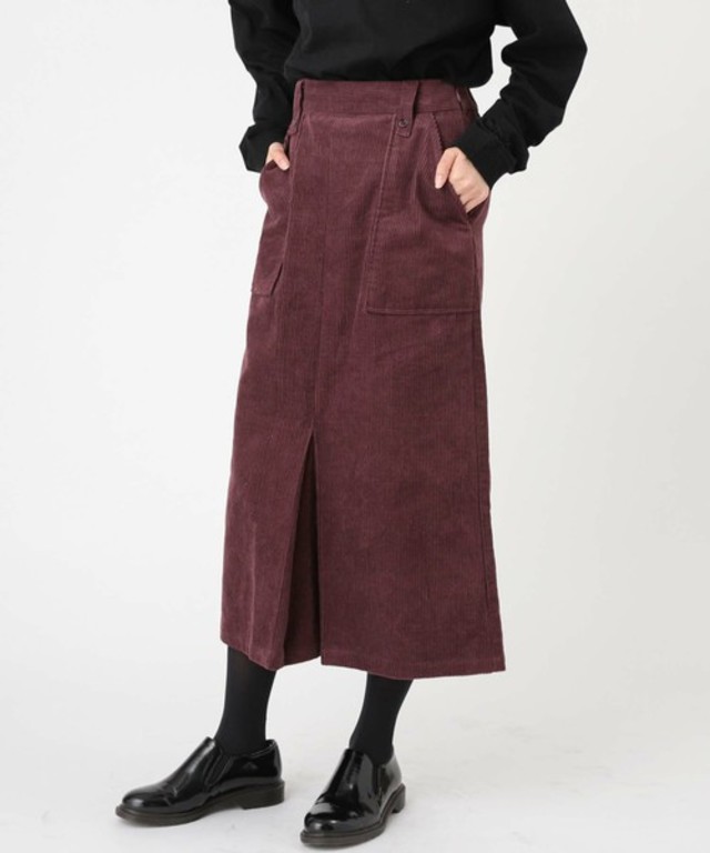 Kastane　ハイウエストコーデュロイイージースカート