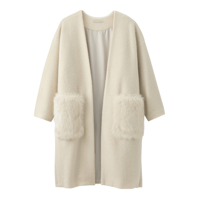 フェイクファーポケットガウンコート