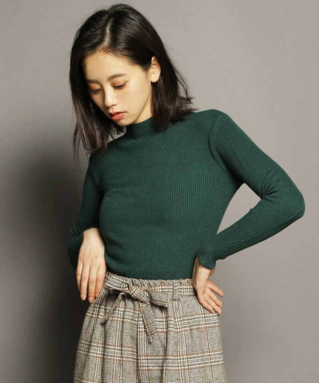 リブハイネックニットプルオーバー