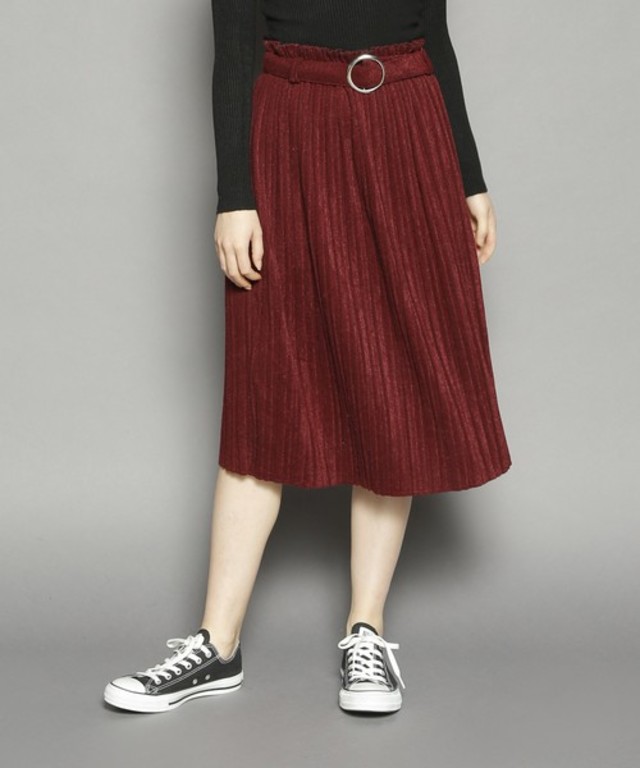 ベルト付きプリーツスカート