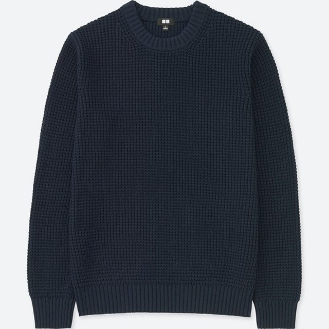 ワッフルクルーネックセーター