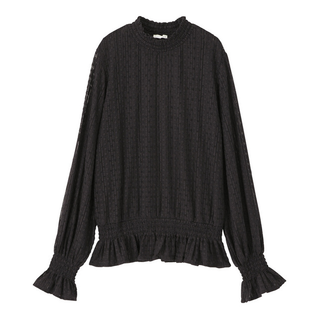 レースフリルネックT（長袖）NR