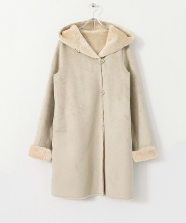 ウール混フェイクムートンコート