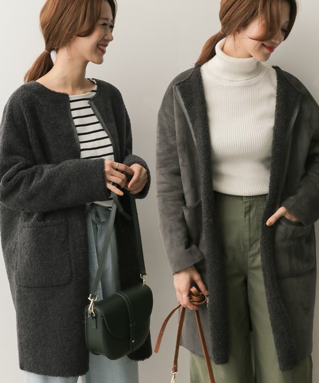 リバーシブルフェイクムートンコート