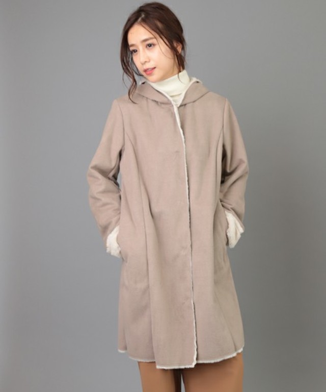 イタリー生地 フェイクムートン フード コート