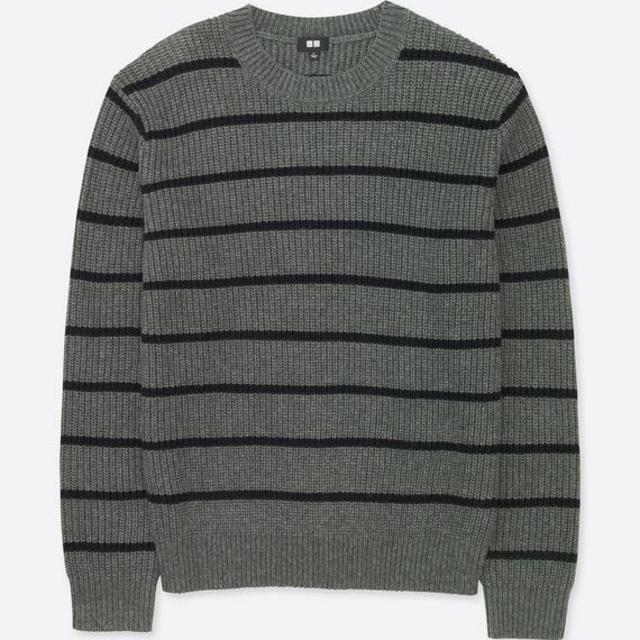 リブボーダークルーネックセーター