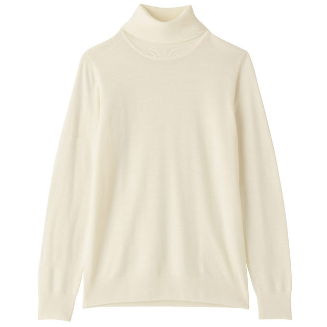 首のチクチクをおさえた・天竺洗えるタートルネックセーター