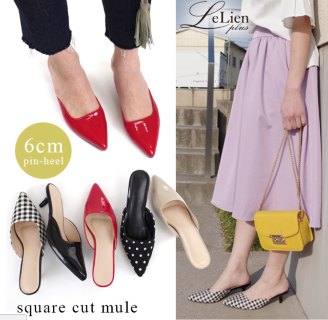 ポインテッドトゥ スクエアカット サンダル