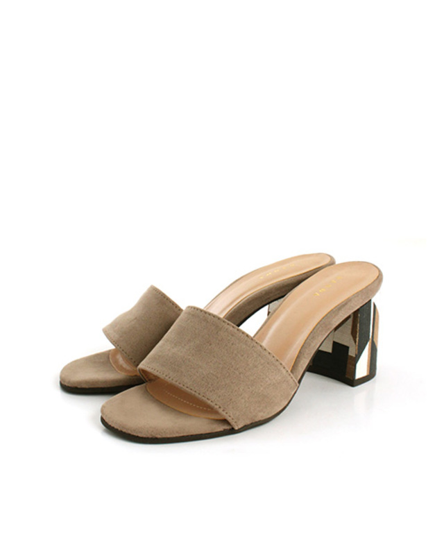 スタックヒールミュールサンダル