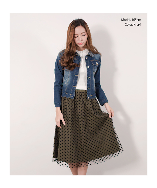 ドット柄レイヤードチュールスカート