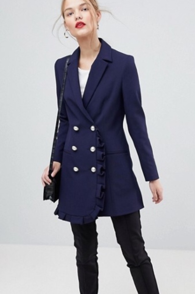 フリルデザインロングジャケット