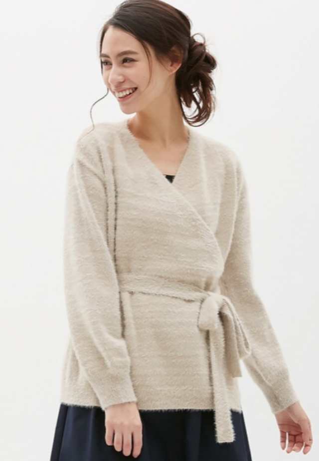 フェザーヤーンオーバーラップカーディガン（長袖）CL