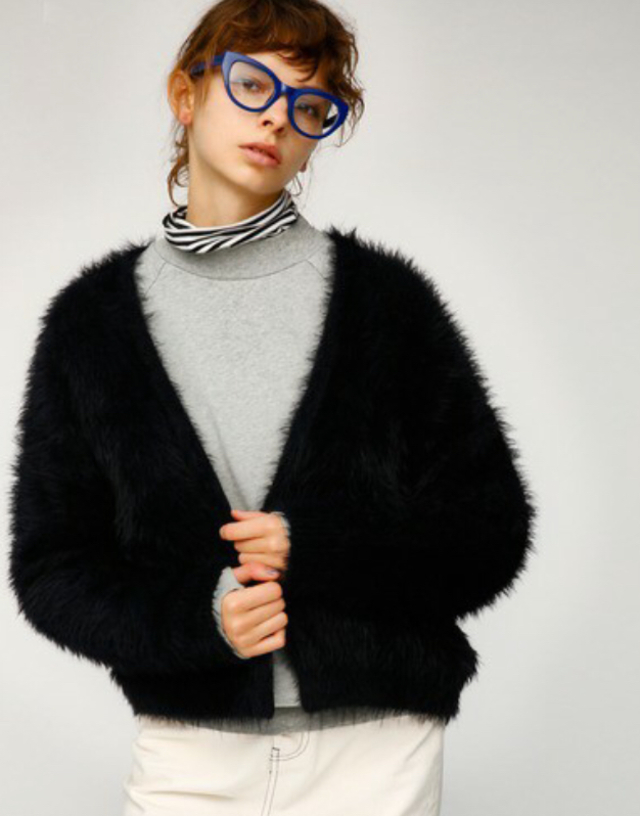 W FACE FLUFFY CARDIGAN
