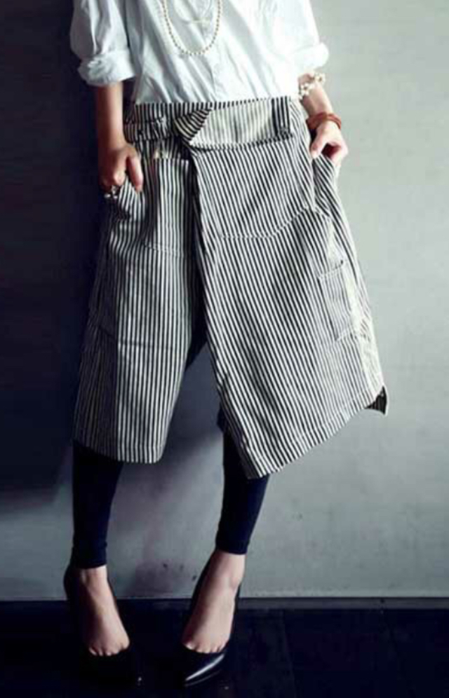 変形ストライプハーフパンツ