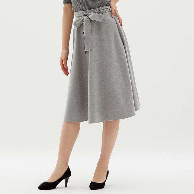 ウエストリボンポンチフレアスカート