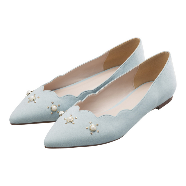 パールスカラップフラットシューズ