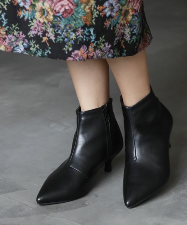 5cmヒールポインテッドトゥショートブーツ/ブーティー