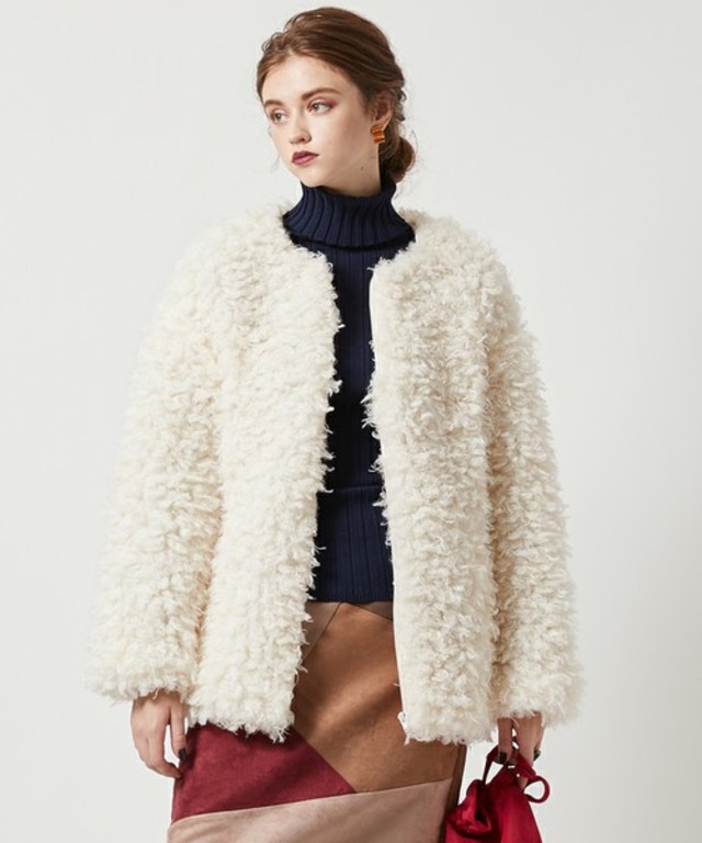 リングファーノーカラーブルゾン