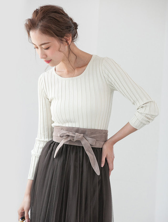 フィットニットUネックトップス