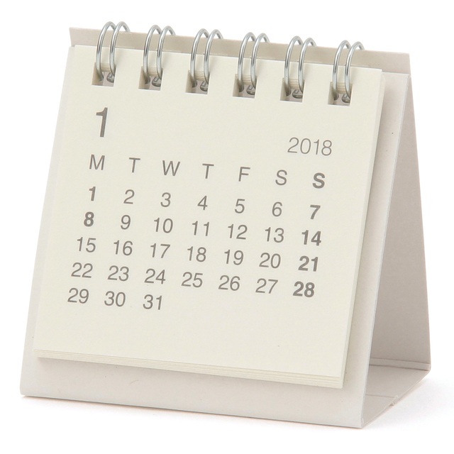 バガスペーパーデスクトップミニカレンダー・２０１８年　１７年１２月～１８年１２月