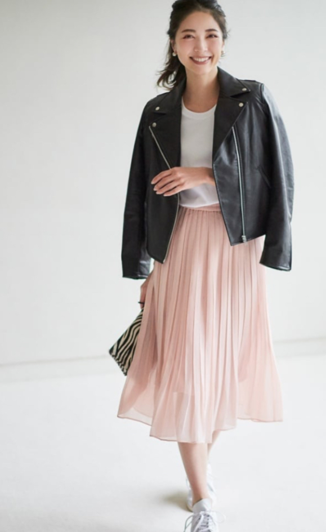 ハイウエストシフォンプリーツスカート(丈標準76〜80cm)