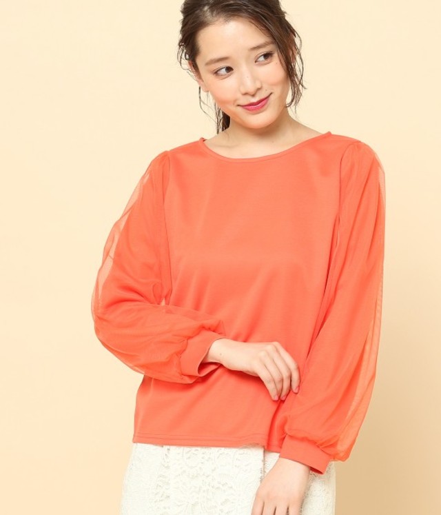 袖チュールプルオーバー