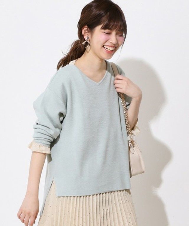 ハーフミラノ前後差ニット