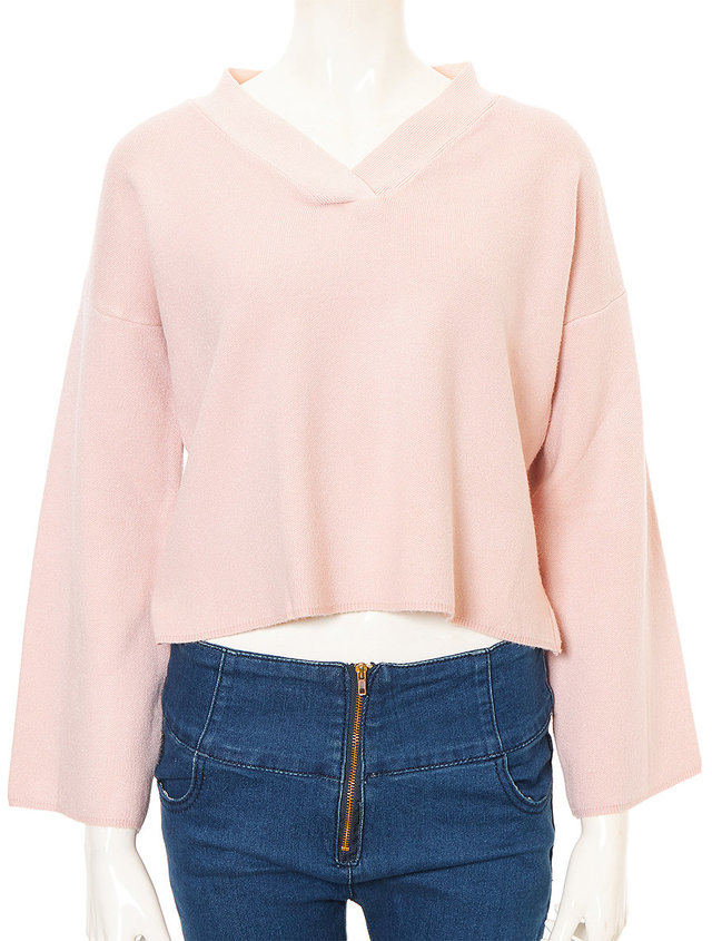 Vネックミラノリブニット