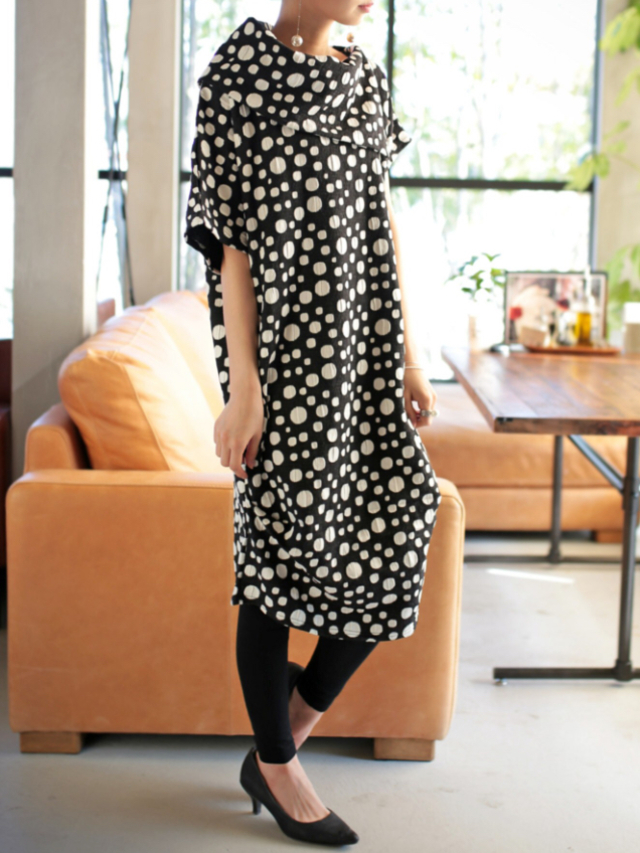 柄アシメワンピース